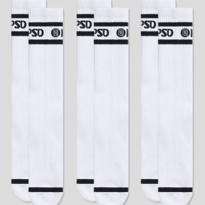 3 Pack - Logo Stripe Crew - White