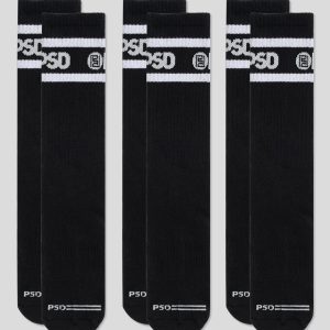 3 Pack - Logo Stripe Crew - Black