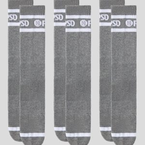 3 Pack - Logo Stripe Crew - Gray